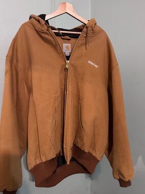 Carhartt Brown Zip Hooded Work Jacket with FritoLay Embroidery XXL